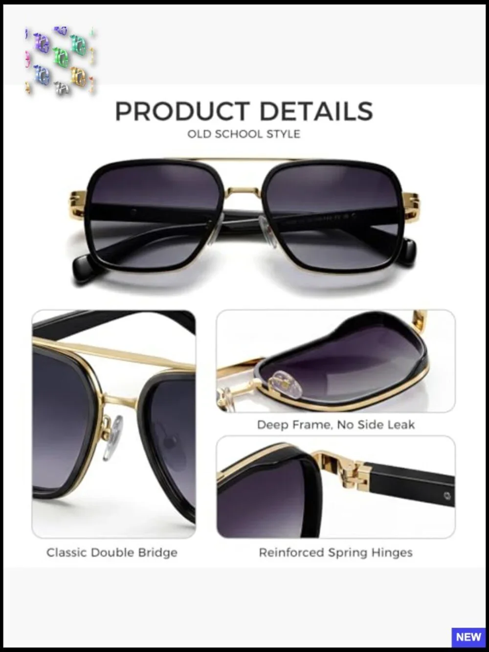 Retro Square Double Bridge Aviator Polarized Sunglasses for Driving UV400